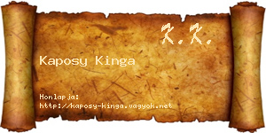 Kaposy Kinga névjegykártya